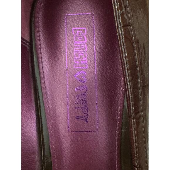 Coach Women's Brown Patent Leather JAYDEN PEEPTOE Wedge Pumps Heels Size 8 - Picture 12 of 13